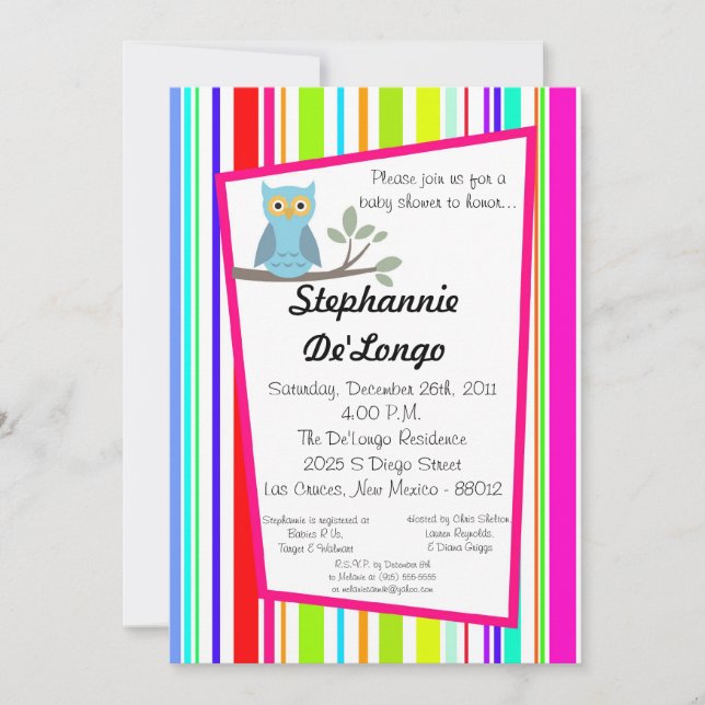 Convite para Chá de fraldas de Forrest Ownership,  (Frente)