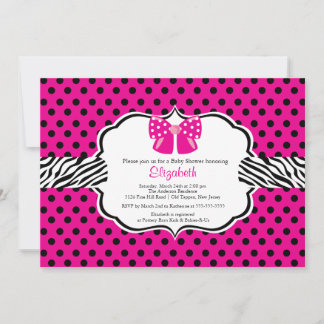 Convite para Chá de fraldas de Frame de Zebra PInk