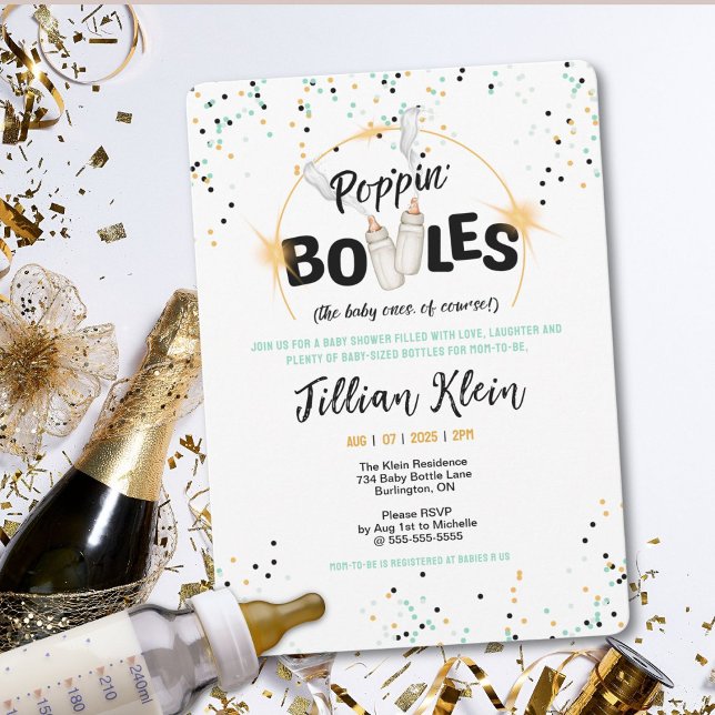 Convite para Chá de fraldas de frascos Poppin (Celebrate in style with this fun, hip baby shower invite!)