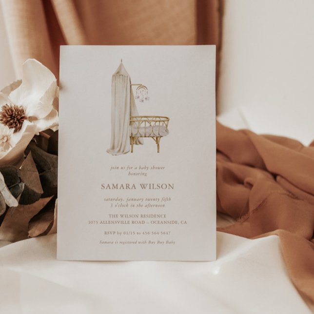 Convite para Chá de fraldas de Garota Chic do Boho (Criador carregado)