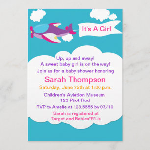 Convite para Chá de fraldas de Garota de Avião