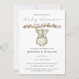 Convite para Chá de fraldas de Garota de Roupas de