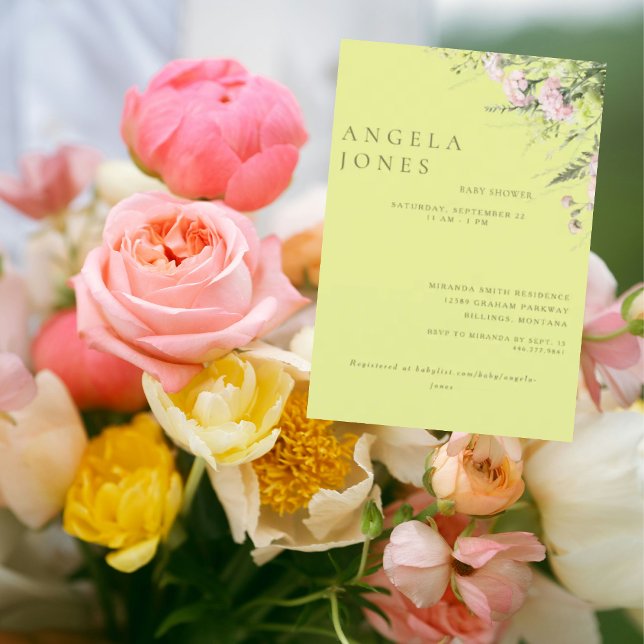 Convite para Chá de fraldas de Garota Floral Amare (Criador carregado)