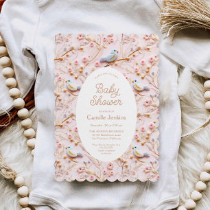 Convite para Chá de fraldas de Garota Floral Rosa