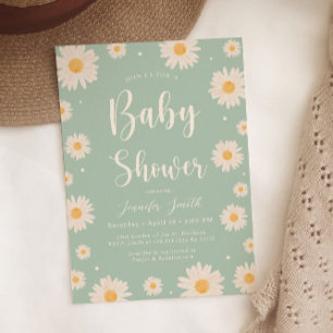 Convite para Chá de fraldas de Garota Floral Verde