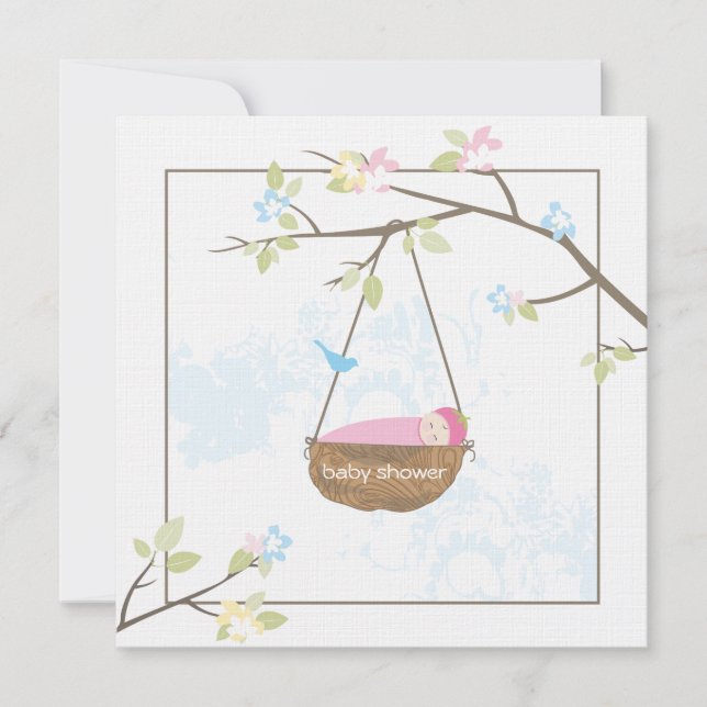 Convite Para Chá de fraldas De Garotinha Dormindo (Frente)