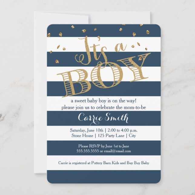 Convite para Chá de fraldas de Garoto de Râguebi d (Frente)