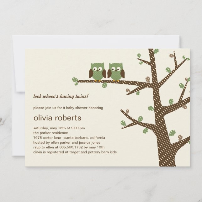 Convite Para Chá de fraldas De Gêmeos Dotty Owns (Frente)