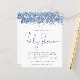 Convite para Chá de fraldas de Glitter Azul de Orç