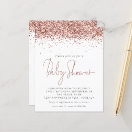 Convite para Chá de fraldas de Glitter Dourado Ros
