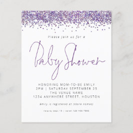 Convite para Chá de fraldas de Glitter Roxo de Orç