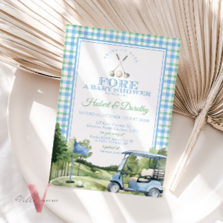 Convite para Chá de fraldas de golfe PAR-TEE verde