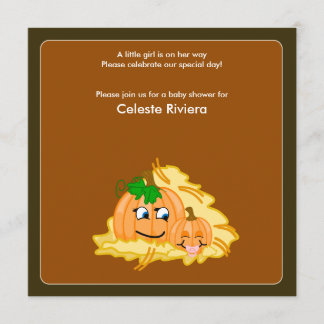 Convite para Chá de fraldas de Halloween de Pumpki