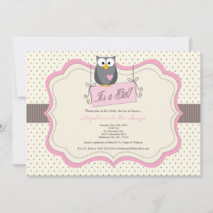Convite para Chá de fraldas de Hoot Owl Pink 5x7