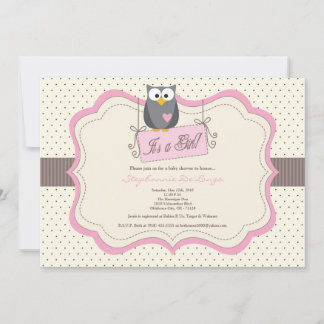 Convite para Chá de fraldas de Hoot Owl Pink 5x7