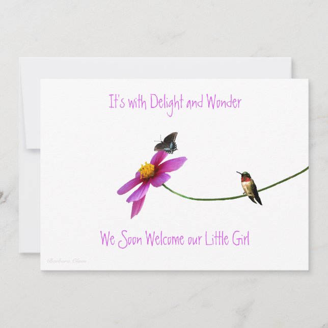 Convite para Chá de fraldas de Hummingbird (Frente)