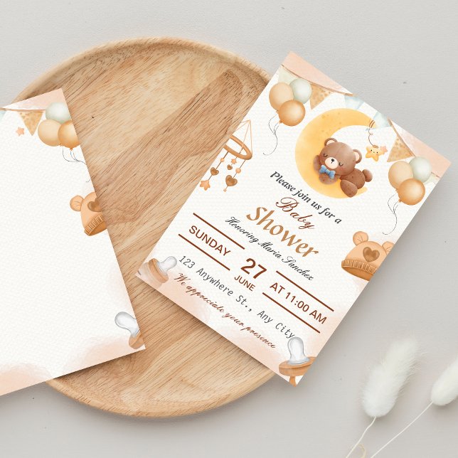 Convite para Chá de fraldas de Ilustração Castanha (Criador carregado)