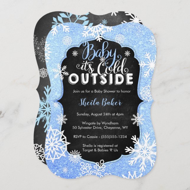 Convite para Chá de fraldas de inverno - Chá de fr (Frente/Verso)