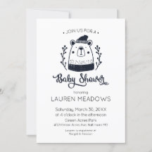 Convite para Chá de fraldas de inverno do Urso de 