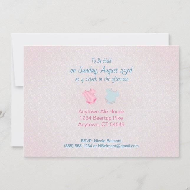 Convite para Chá de fraldas de Layout de Linha de  (Verso)