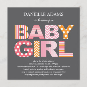 Convite Para Chá de fraldas De Letras Curtas - Gar