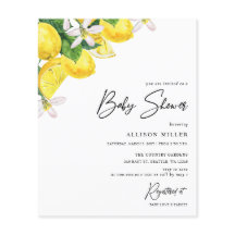 Convite para Chá de fraldas de limão amarelo-orçam
