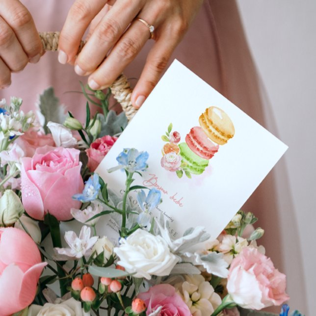 Convite para Chá de fraldas de Macaroons de Aquare (Criador carregado)