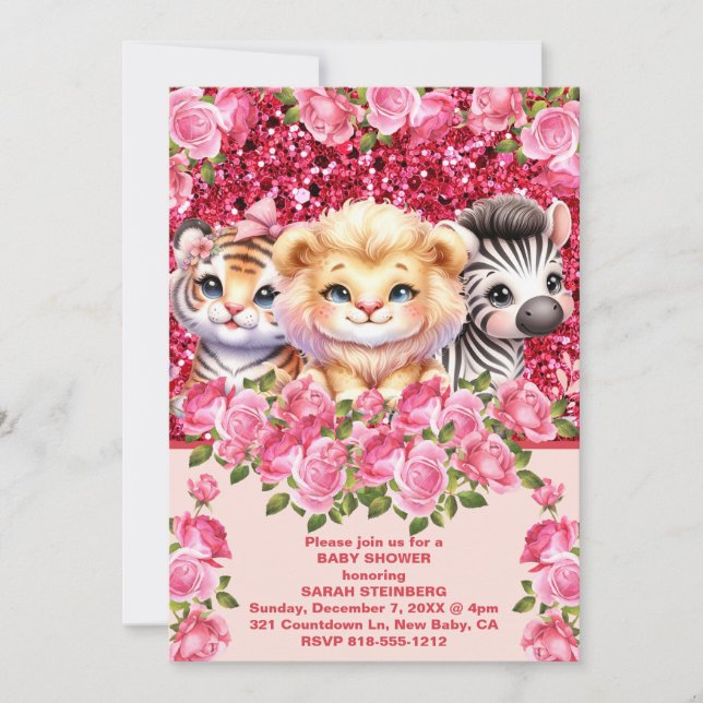 Convite para Chá de fraldas de Menina (Frente)