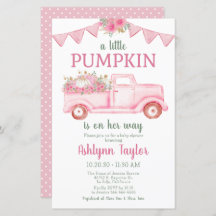 Convite para Chá de fraldas de Menina de Abóbora d