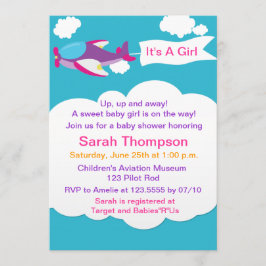 Convite para Chá de fraldas de Menina de Avião