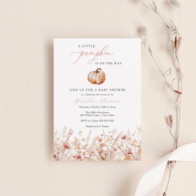 Convite para Chá de fraldas de Menina de Pumpkin R (Criador carregado)