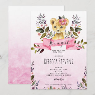 convite para chá de fraldas de menina floral cor-d