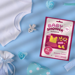 Convite para Chá de fraldas de Menina Rosa