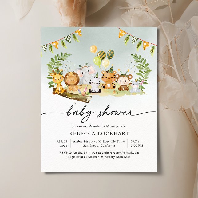 Convite para Chá de fraldas de Menino Animal Cugad (Criador carregado)