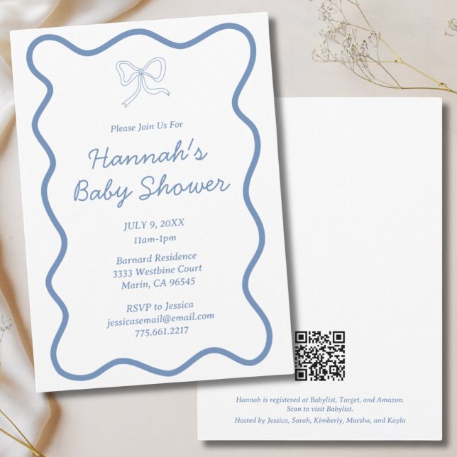 Convite para Chá de fraldas de Menino Azul Moderno (Modern Dusty Blue Baby Boy Baby Shower Invitation)