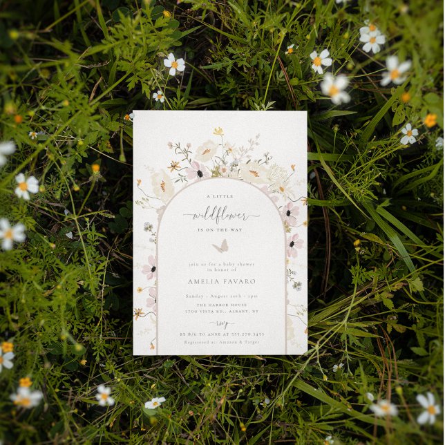 Convite para Chá de fraldas de Moldura de Flor Sel (Criador carregado)