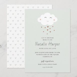 Convite para chá de fraldas de nuvem em branco