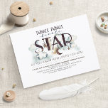 Convite para Chá de fraldas de Nuvens de Estrelas<br><div class="desc">Chamadas de chuveiro de bebês rústicos e de gênero "Twinkle Twinkle Little Star Você Sabe Como Você É Amado!" com nuvens de aquarela lisas,  estrelas de madeira fofinhas e a lua de madeira pendurada nas letras da na moda. O verso apresenta os pavimentos de madeira de cor aquosa.</div>
