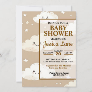 Convite para Chá de fraldas de Nuvens Sorridentes