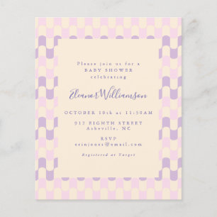 Convite para Chá de fraldas de Orçamento Púrpura,