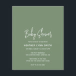 Convite para Chá de fraldas de Orçamento Verde da<br><div class="desc">Convite moderno para chá de fraldas verde de sábio com um simples design com o título do evento em uma tipografia de script elegante e seus detalhes de evento em uma fonte de sans serif minimalista. Este convite para o chá de fraldas chic é neutro em termos de gênero, fazer...</div>