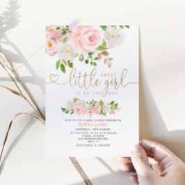 Convite para chá de fraldas de ouro embutido