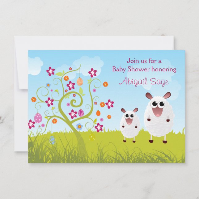 Convite para Chá de fraldas de Ovos de Ovelhas e F (Frente)