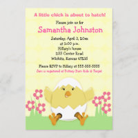 Convite para Chá de fraldas de Páscoa de Pintinho