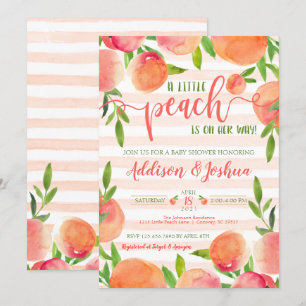 Convite para Chá de fraldas de Peach doce
