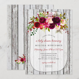 Convite para chá de fraldas de pedras de madeira 