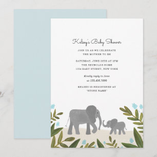 Convite para Chá de fraldas de pequeno elefante