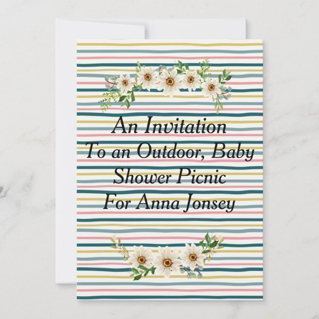 Convite para Chá de fraldas de Picnic (Frente)