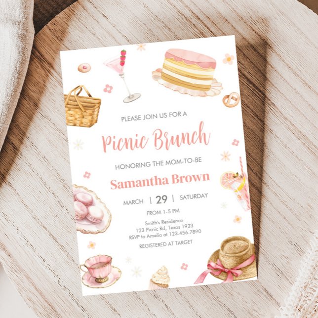 Convite para Chá de fraldas de Picnic Baby Brunch (Picnic Brunch Baby Shower Invitation)