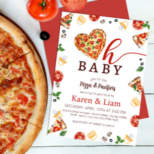 Convite para Chá de fraldas de pizza Tema do beb